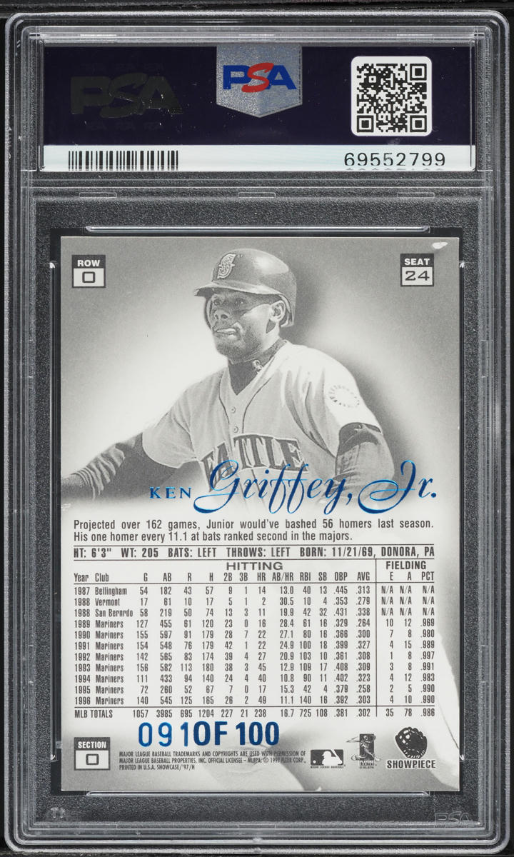 1997 Flair Showcase Legacy Collection Row 0 Ken Griffey Jr. /100 #24 PSA 9 MINT