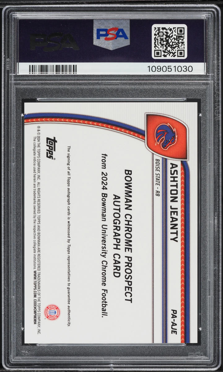 2024 Bowman University Chrome Green Ashton Jeanty AUTO /99 #PAAJE PSA 10 GEM