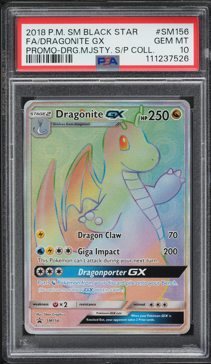 2018 Pokemon SM Promo Dragon Majesty Hyper Rare Dragonite GX #SM156 PSA 10  GEM on Fanatics Collect