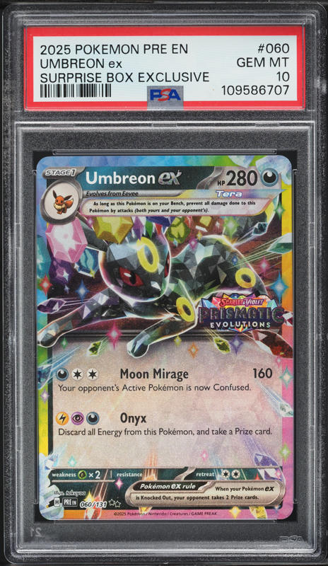 2025 Pokemon SV Prismatic Evolutions Surprise Box Umbreon ex #60 PSA 10 GEM MINT