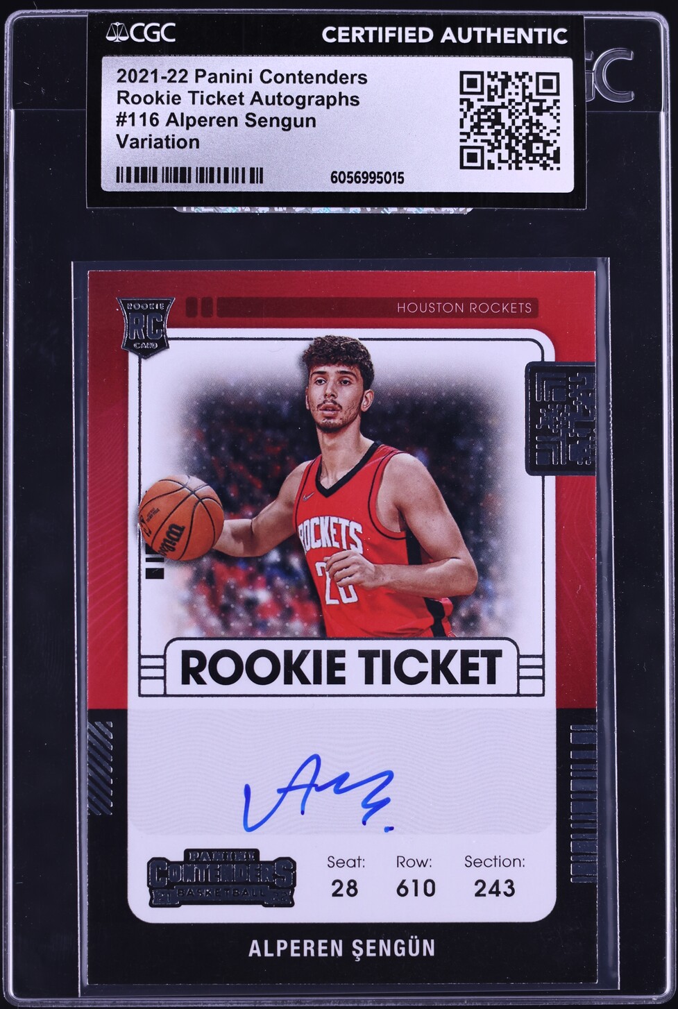 2021 Panini Contenders Variation Alperen Sengun ROOKIE AUTO #116 CGC AUTH