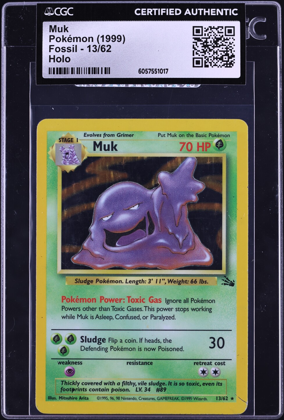 1999 Pokemon Fossil Holo Muk #13 CGC AUTH
