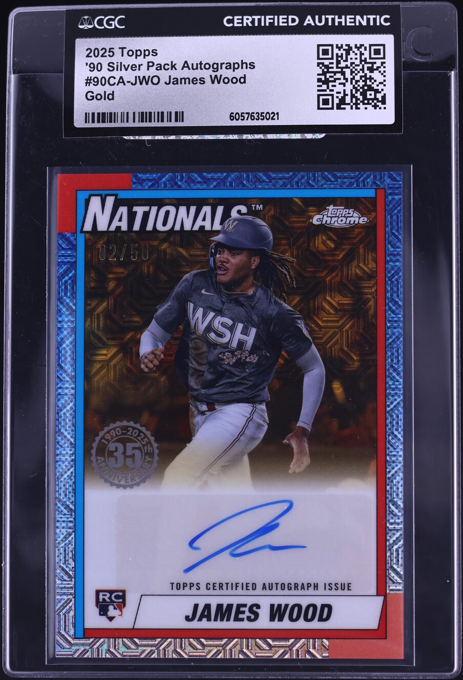 2025 Topps Chrome '90 Silver Pack Gold James Wood ROOKIE AUTO /50 CGC AUTH