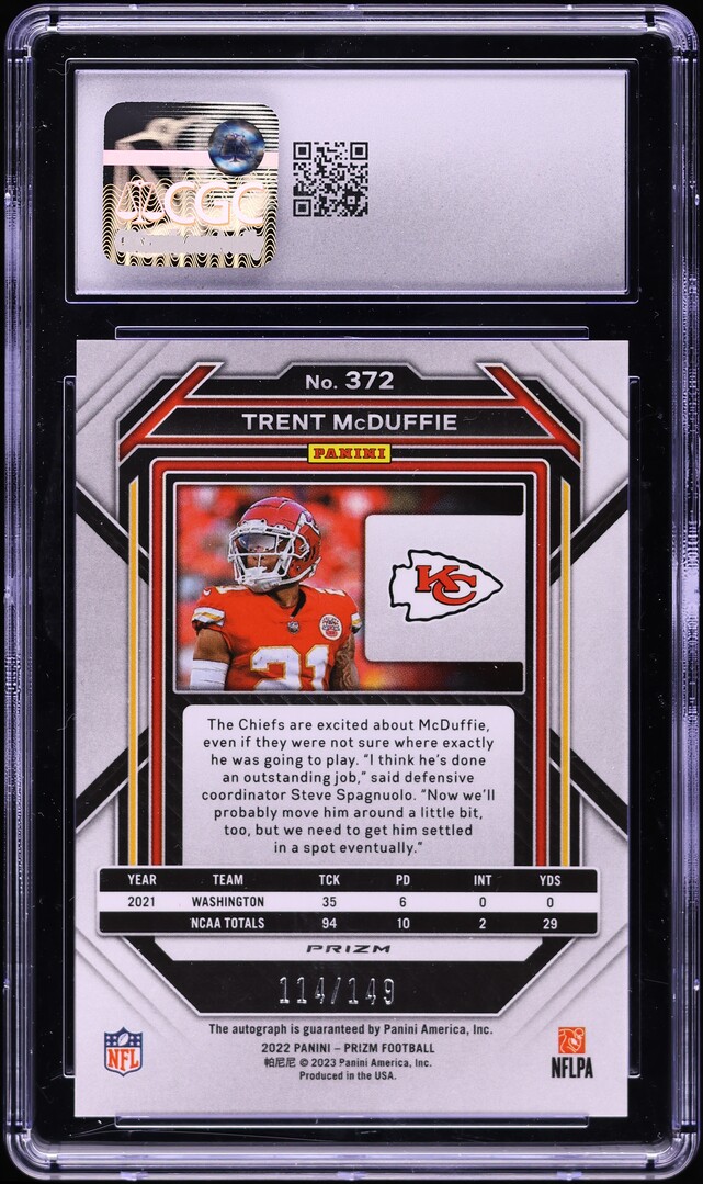 2022 Panini Prizm Red Wave Trent McDuffie ROOKIE AUTO /149 #372