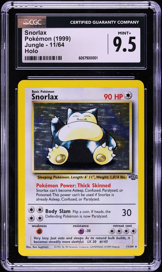 1999 Pokemon Jungle Holo Snorlax #11 CGC 9.5 MINT+