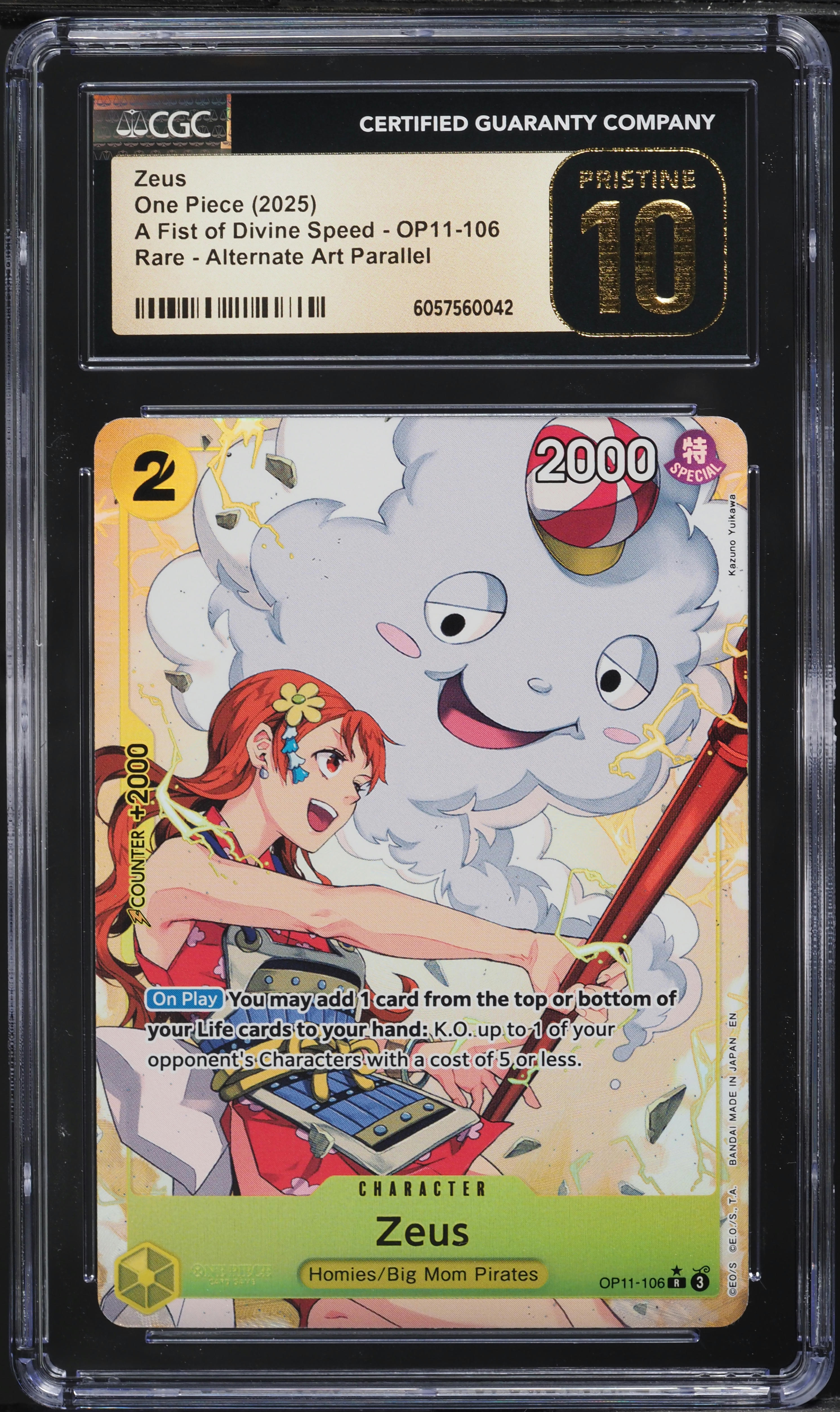 2025 One Piece A Fist Of Divine Speed Alt Art Zeus #OP11-106 CGC