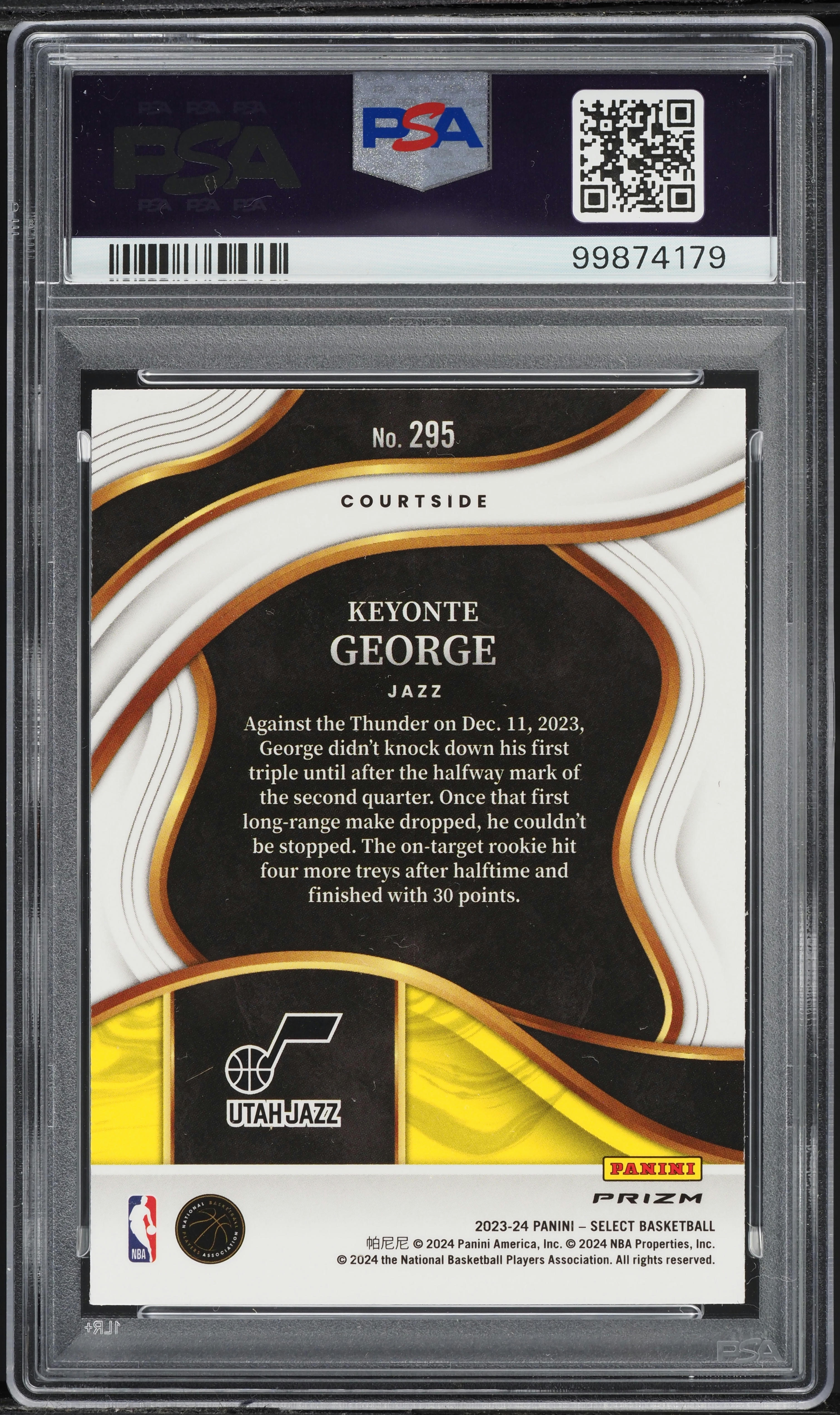 2023 Select Courtside Silver Prizm Keyonte George ROOKIE #295 PSA