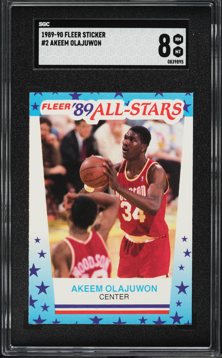 1989 Fleer Sticker Akeem Olajuwon #2 SGC 8 NM-MT