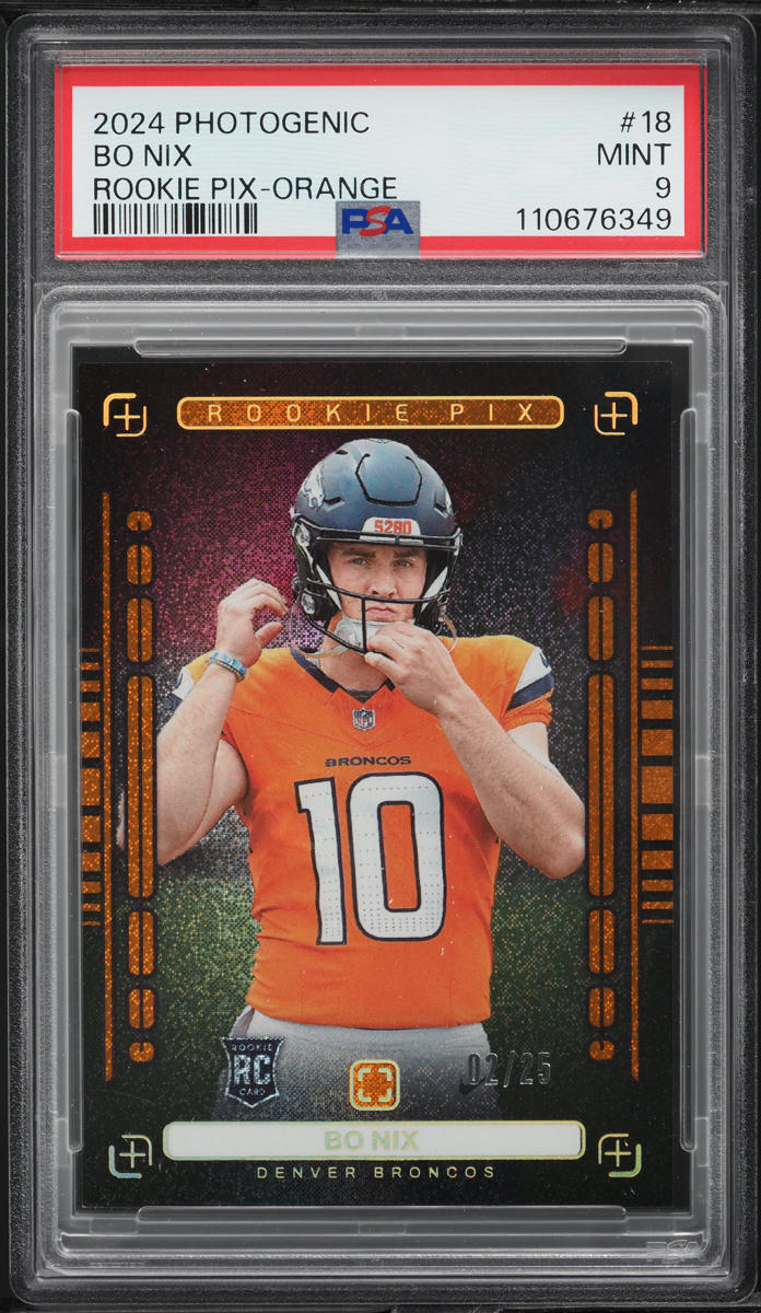 2024 Panini Photogenic Pix Orange Bo Nix ROOKIE /25 #18 PSA 9 MINT