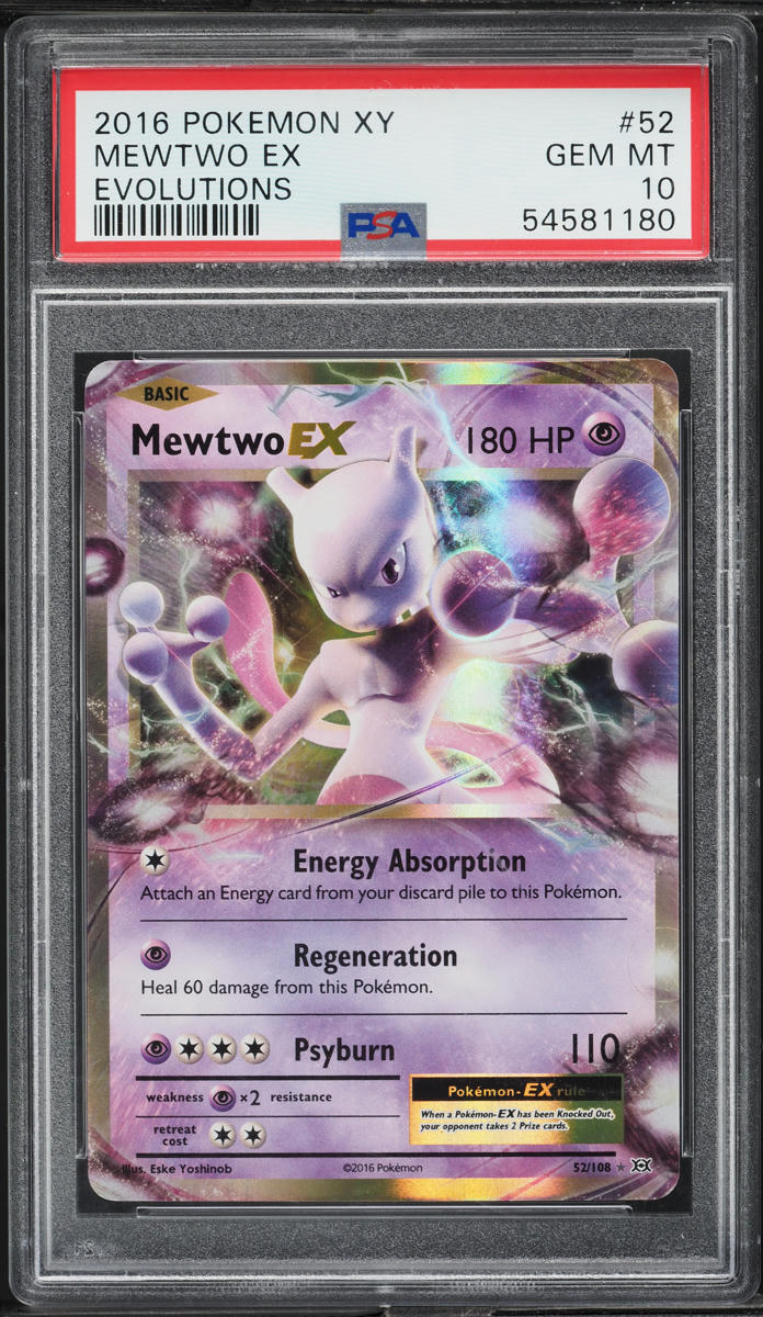 2016 Pokemon XY Evolutions Holo Mewtwo EX #52 PSA 10 GEM MINT on