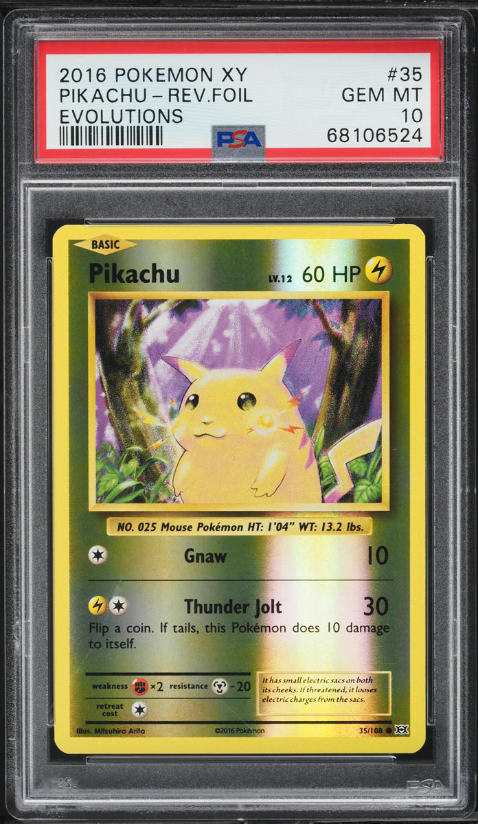 2016 Pokemon XY Evolutions Reverse Holo Pikachu #35 PSA 10 GEM