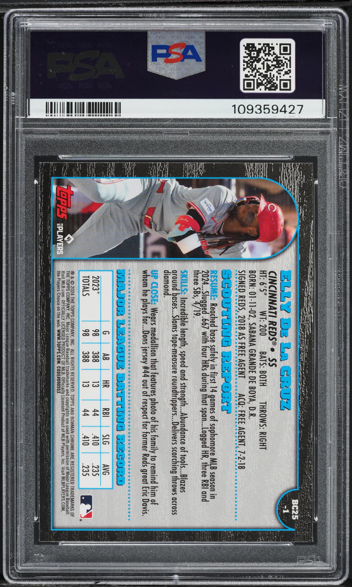 2024 Bowman Chrome '99 25th Anniversary Elly De La Cruz ROOKIE #1 PSA 10 GEM