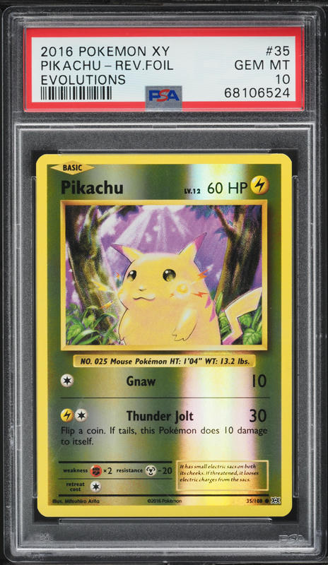 2016 Pokemon XY Evolutions Reverse Holo Pikachu #35 PSA 10 GEM