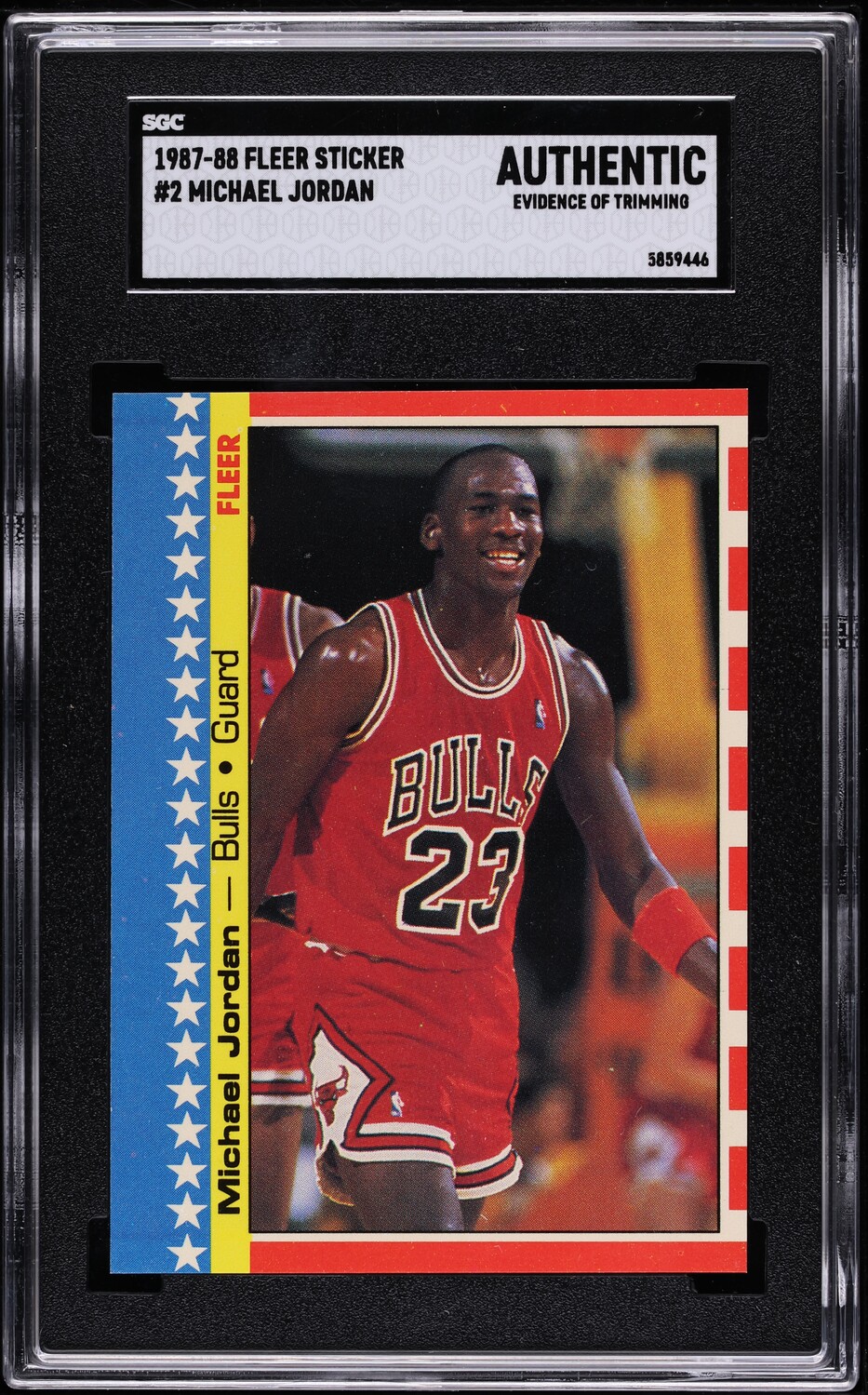 1987 Fleer Sticker Basketball Michael Jordan #2 SGC AUTH