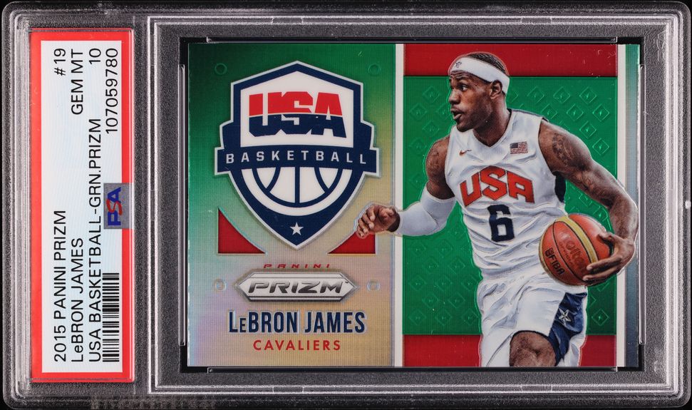 2015 Panini Prizm USA Basketball Green LeBron James #19 PSA 10 GEM