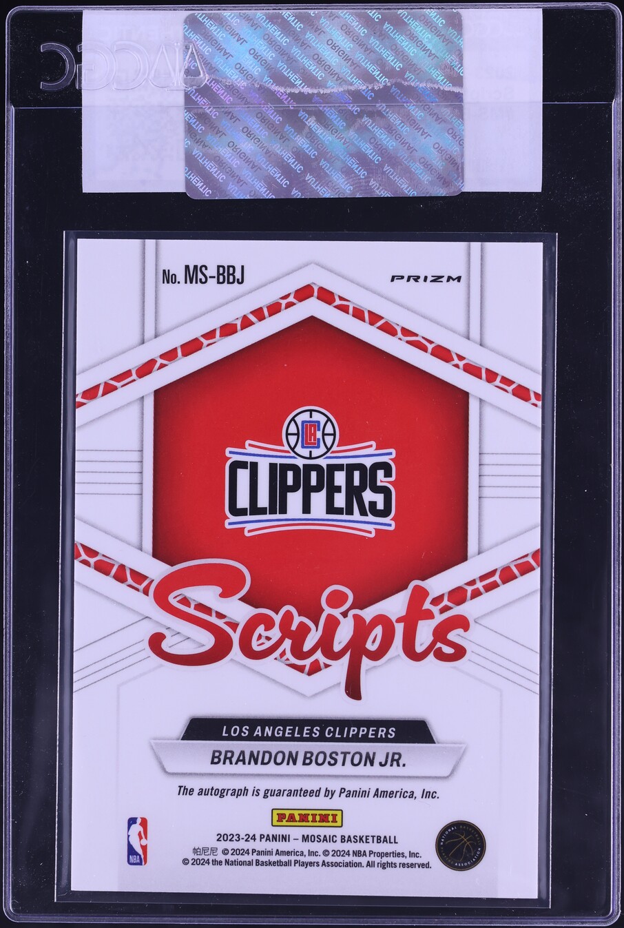 2023 Panini Mosaic Scripts Brandon Boston Jr. AUTO #MS-BBJ CGC AUTH