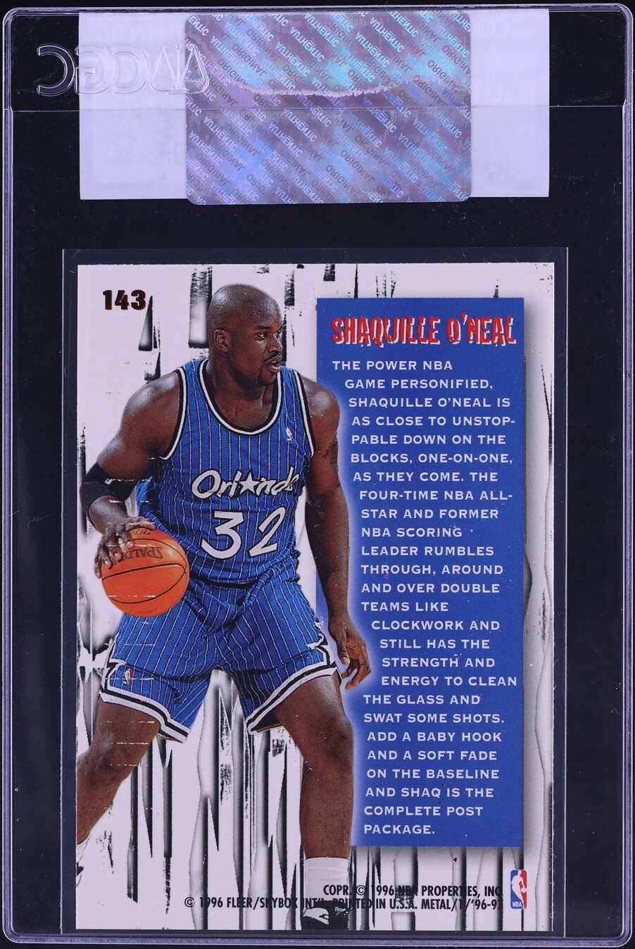 1996 Metal Shredders Shaquille O'Neal #143 CGC AUTH