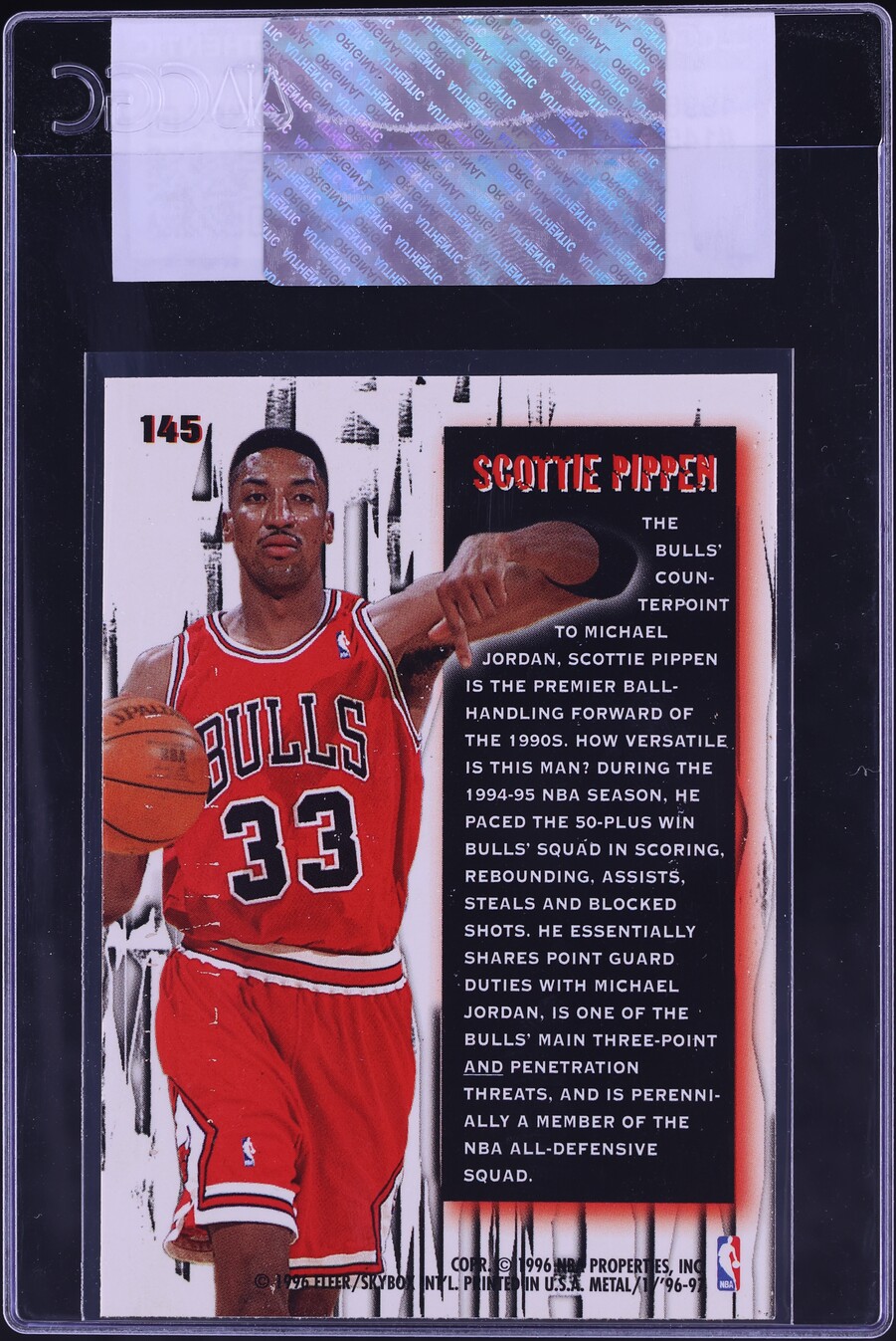 1996 Metal Shredders Scottie Pippen #145 CGC AUTH