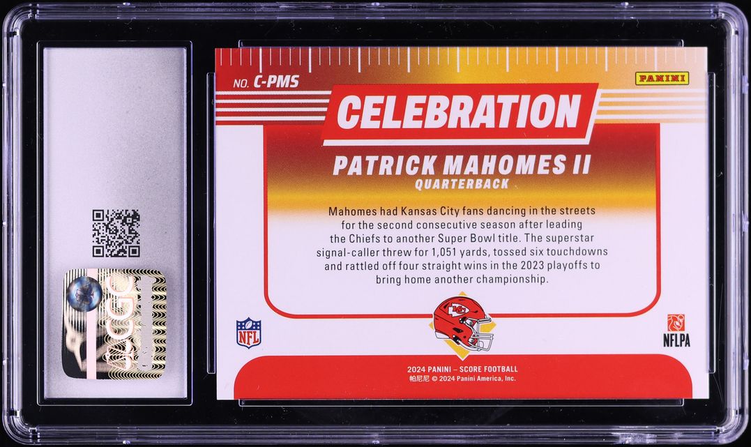 2024 Score Celebration Patrick Mahomes II #C-PMS CGC 10 GEM MINT