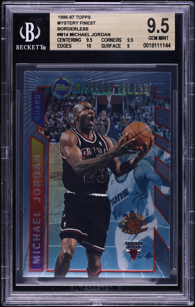 1996 Topps Mystery Finest Borderless Michael Jordan #M14 BGS 9.5 GEM MINT