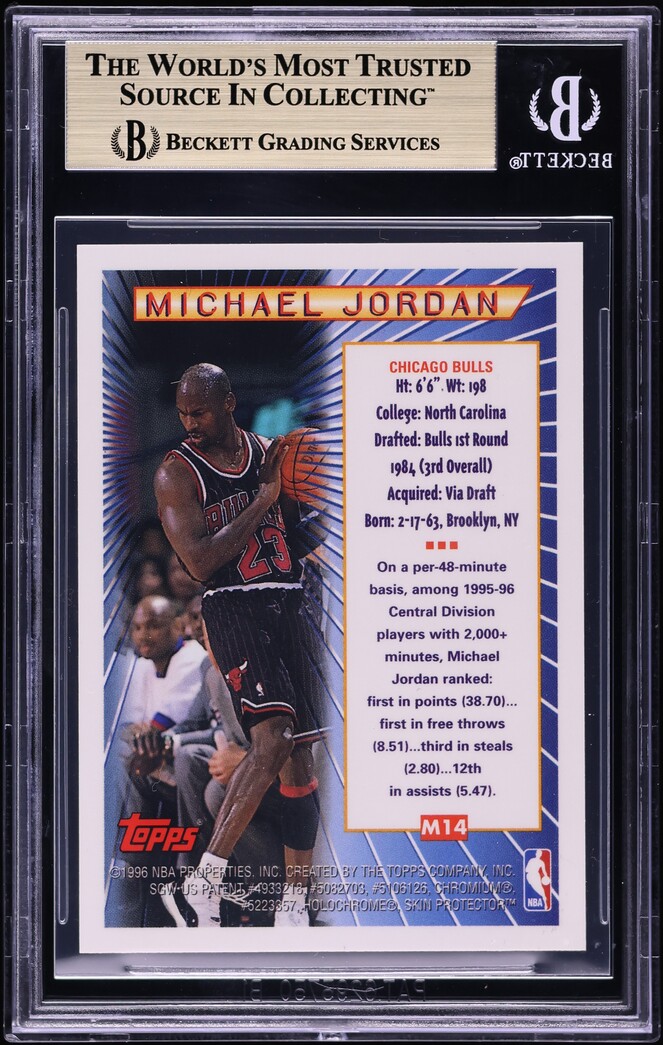 1996 Topps Mystery Finest Borderless Michael Jordan #M14 BGS 9.5 GEM MINT