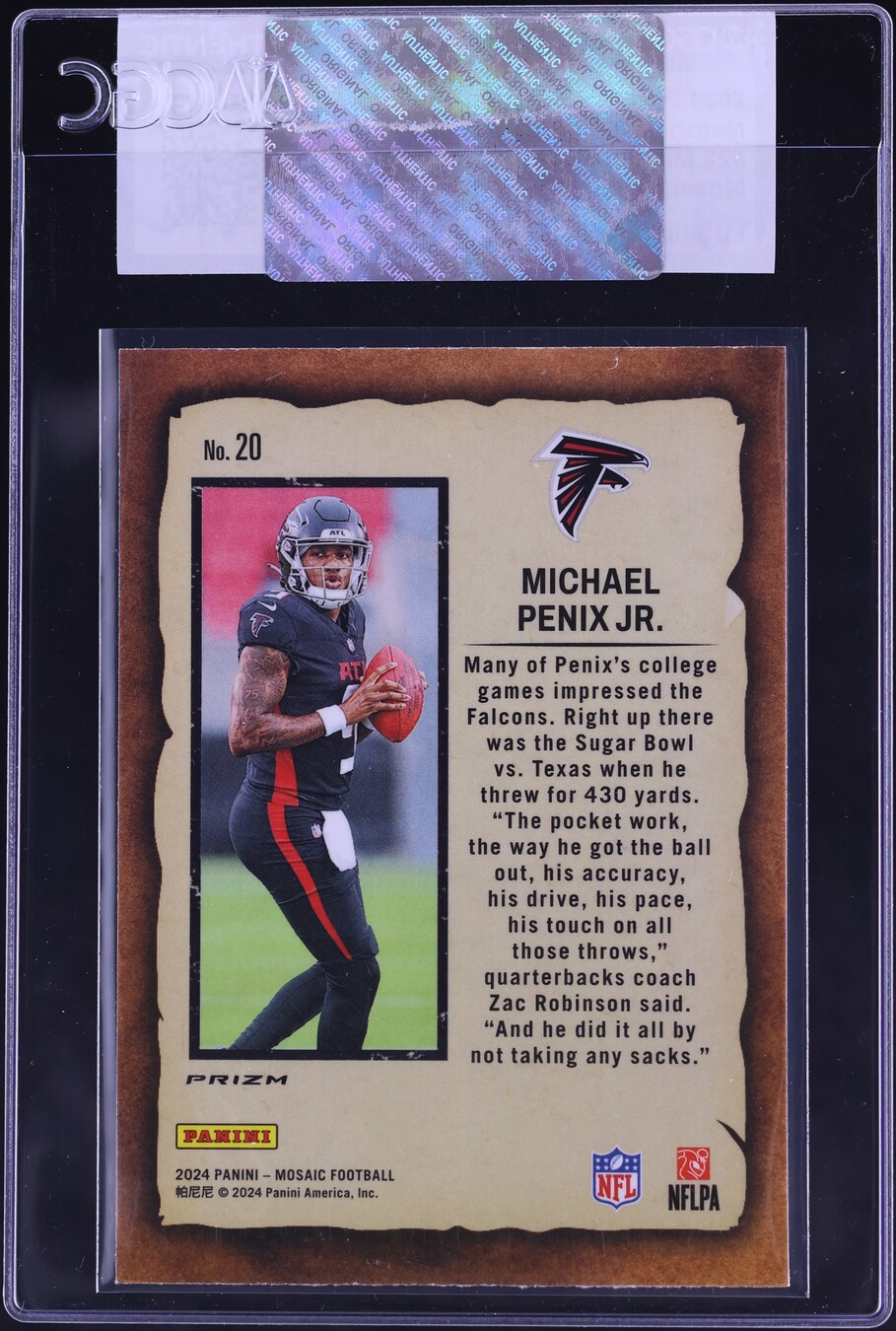 2024 Panini Mosaic Notoriety Michael Penix Jr. ROOKIE #20 CGC AUTH