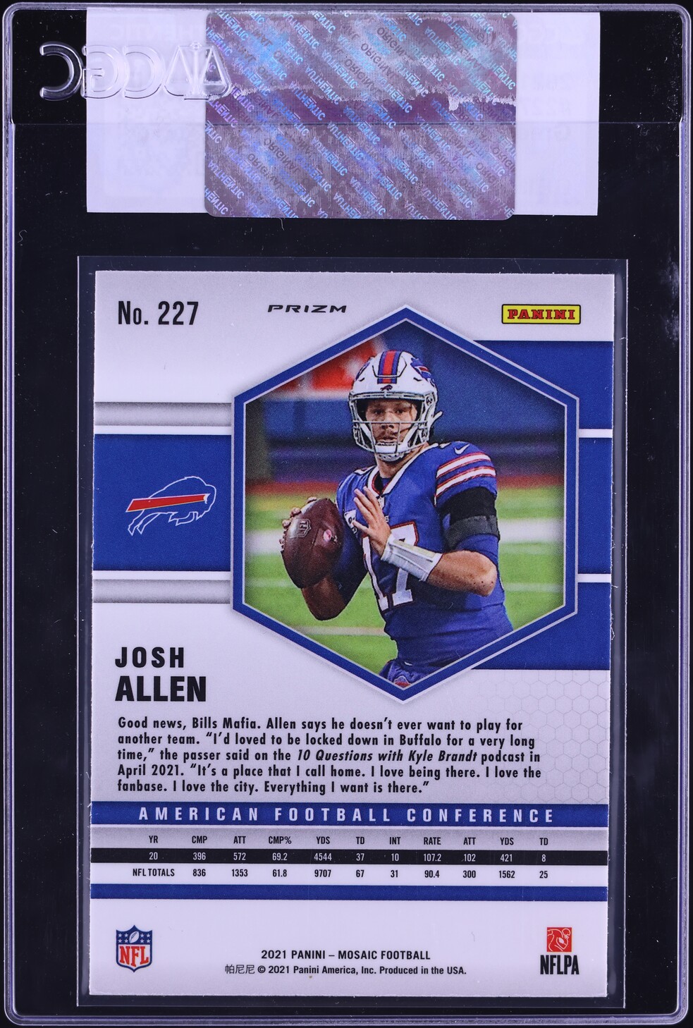 2021 Panini Mosaic Green Josh Allen #227 CGC AUTH