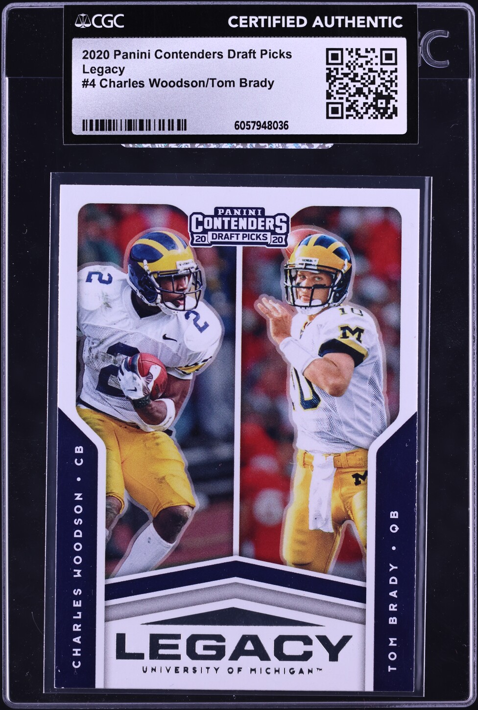 2020 Panini Contenders Draft Picks Legacy Charles Woodson Tom Brady #4 CGC AUTH