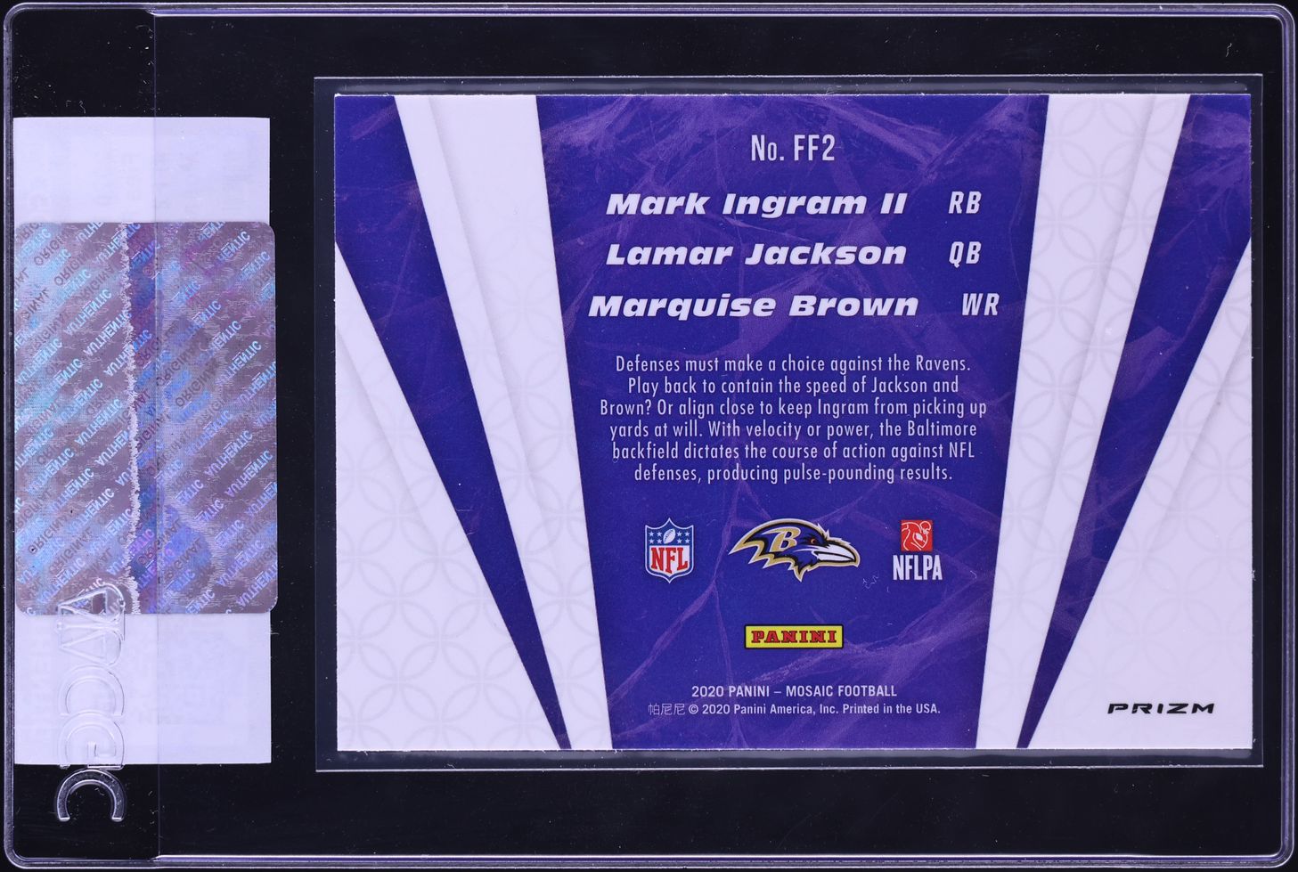 2020 Panini Mosaic Flea Flicker Prizm Ingram II Brown Lamar Jackson CGC AUTH