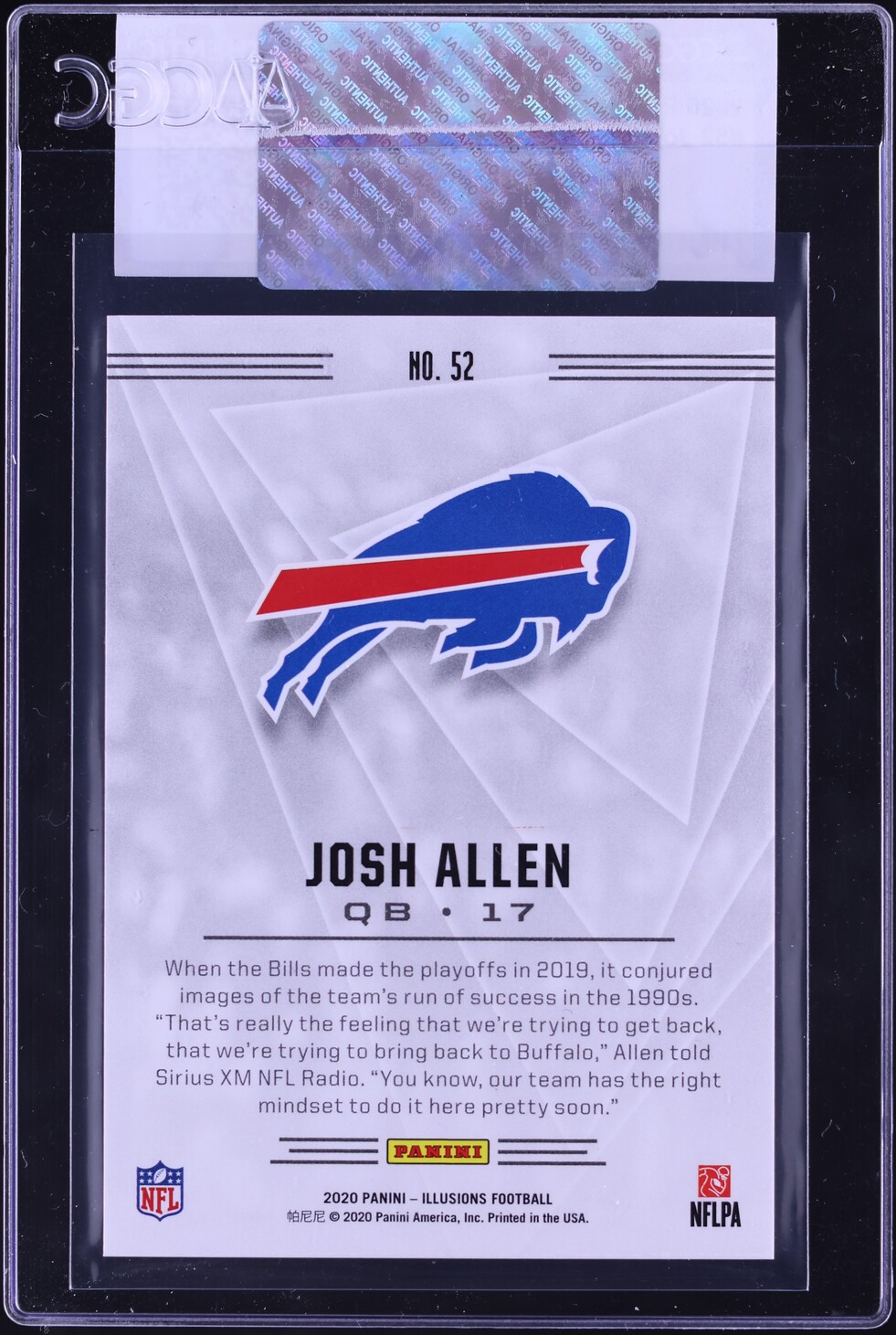 2020 Panini Illusions Josh Allen #52 CGC AUTH