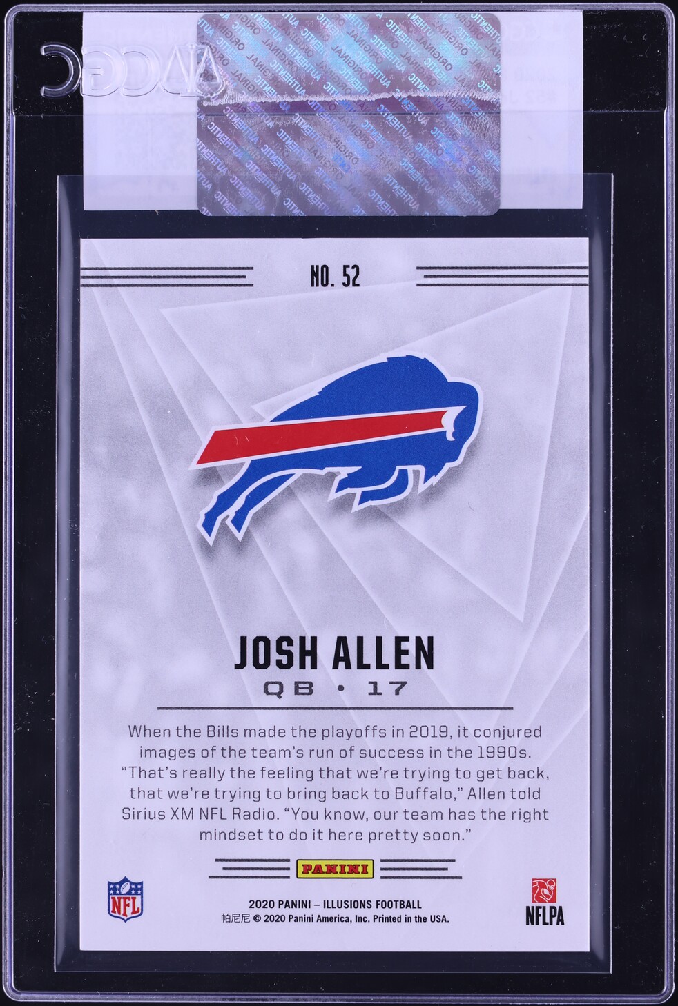 2020 Panini Illusions Josh Allen #52 CGC AUTH