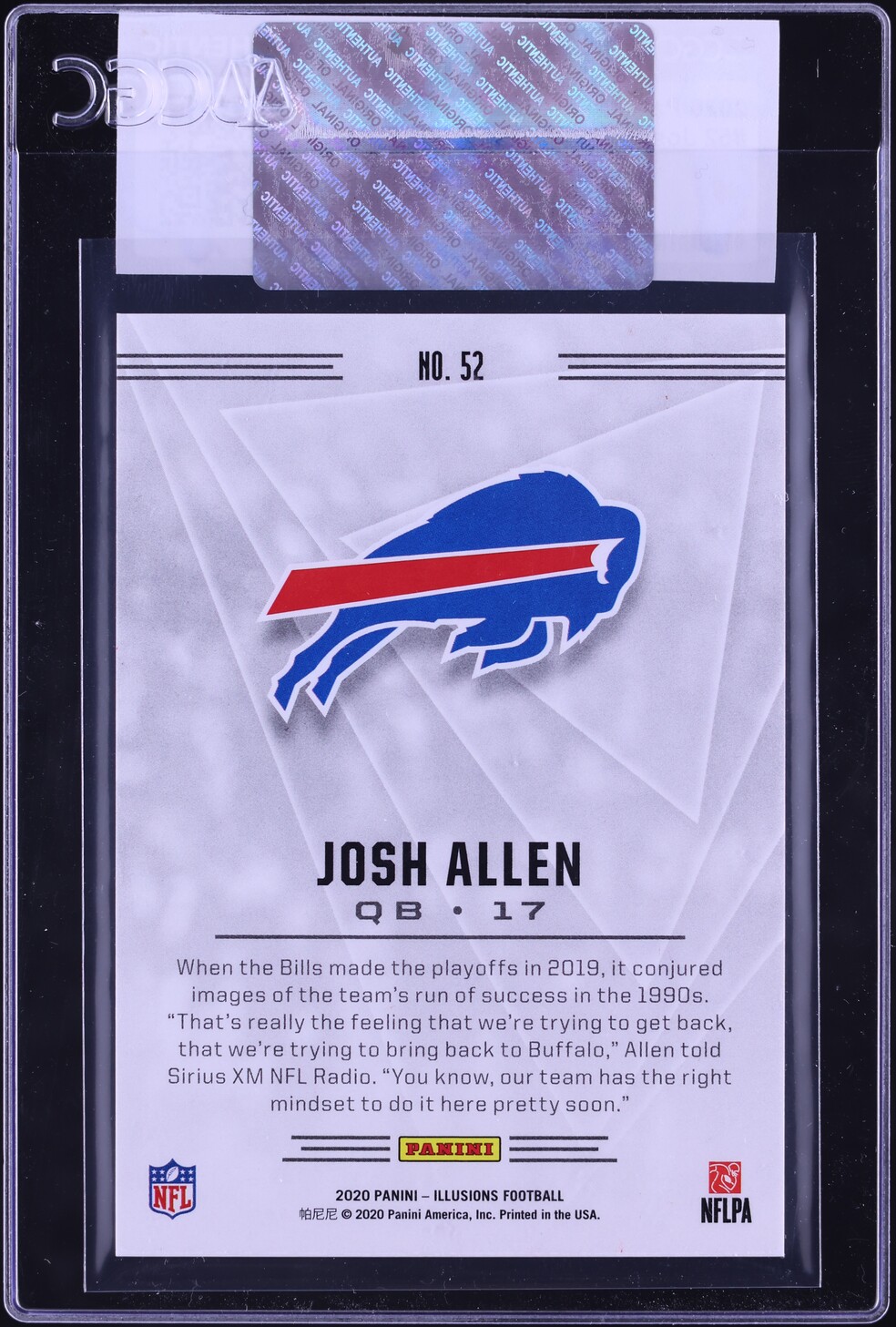 2020 Panini Illusions Josh Allen #52 CGC AUTH