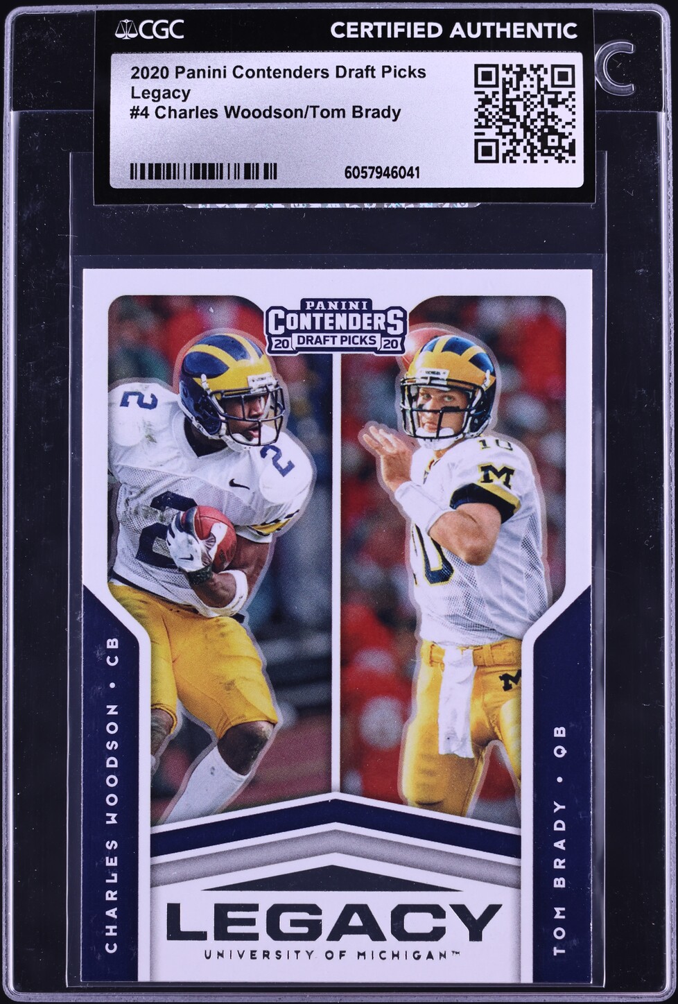 2020 Panini Contenders Draft Picks Legacy Charles Woodson Tom Brady #4 CGC AUTH