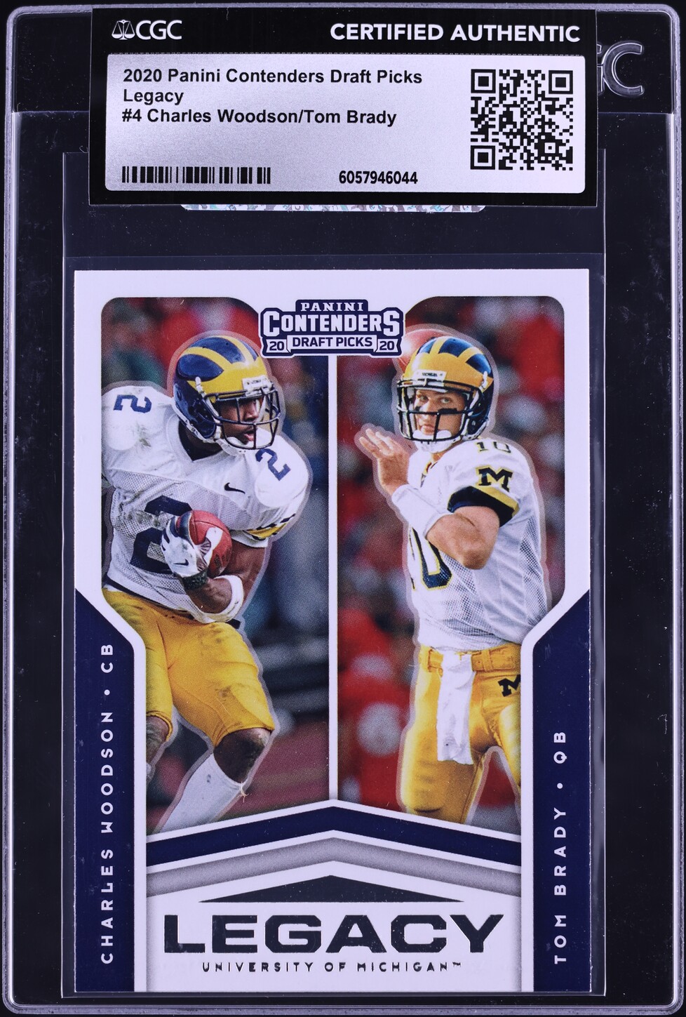 2020 Panini Contenders Draft Picks Legacy Charles Woodson Tom Brady #4 CGC AUTH