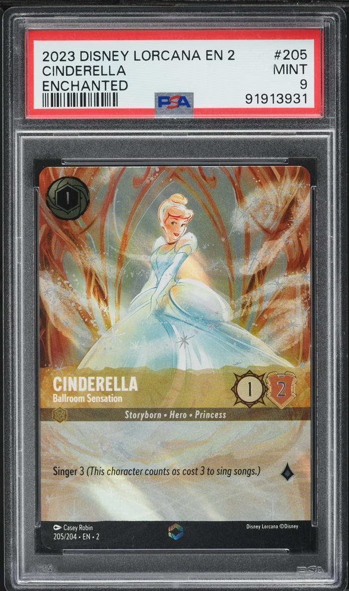 2023 Disney Lorcana Rise Of The Floodborn Enchanted Cinderella #205 PSA 9 MINT