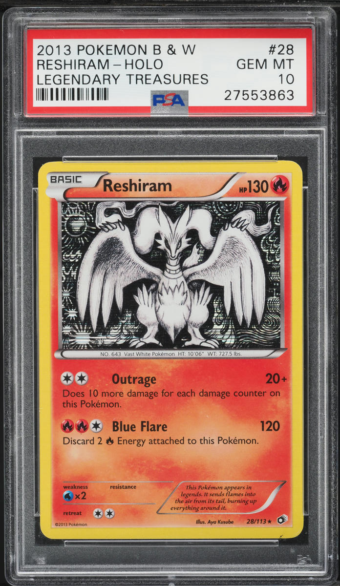 2013 Pokemon Black & White Legendary Treasures Holo Reshiram #28 PSA 10 GEM MINT