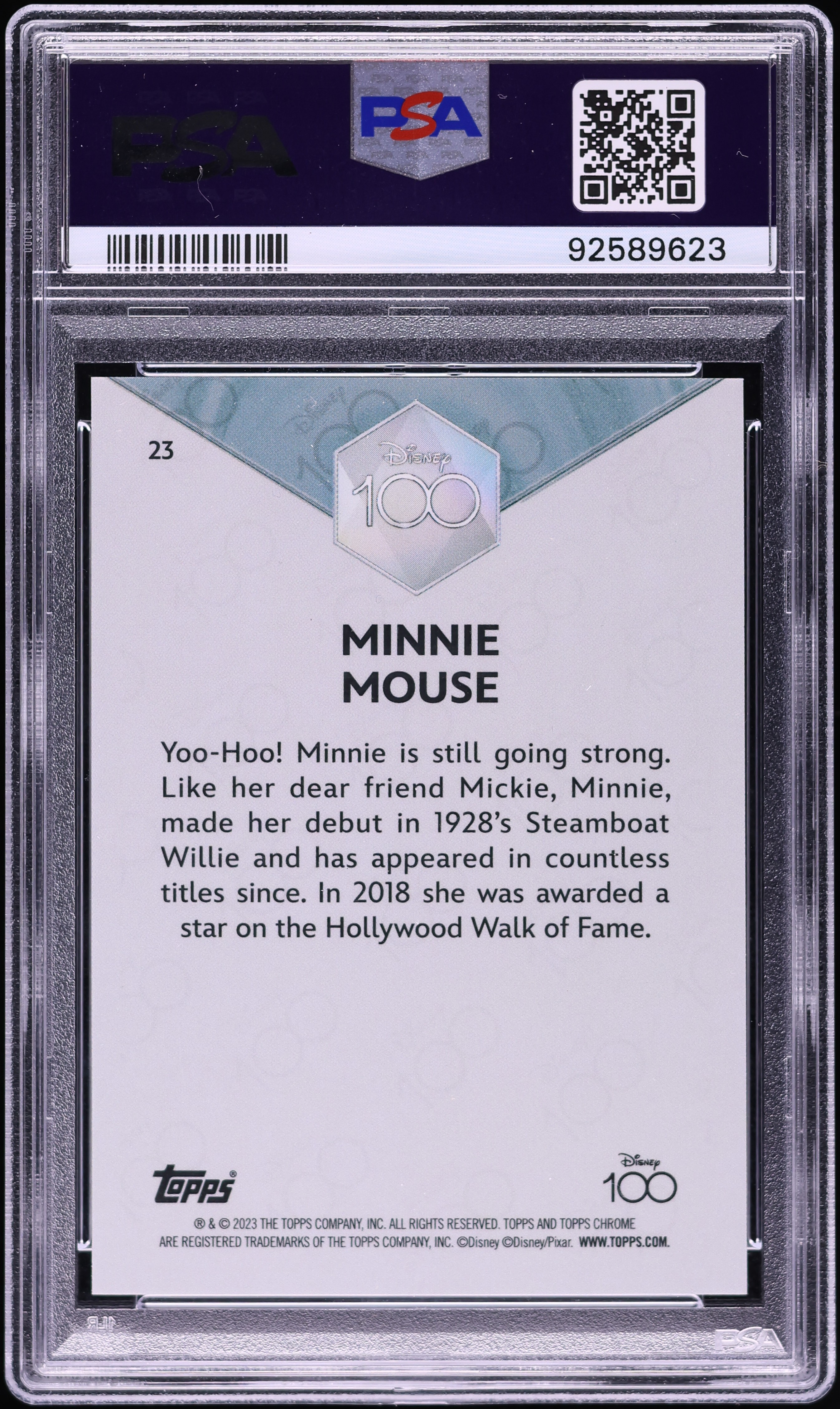 2023 Topps Chrome Disney100 Orange Wave Minnie Mouse /25 #23 PSA 9