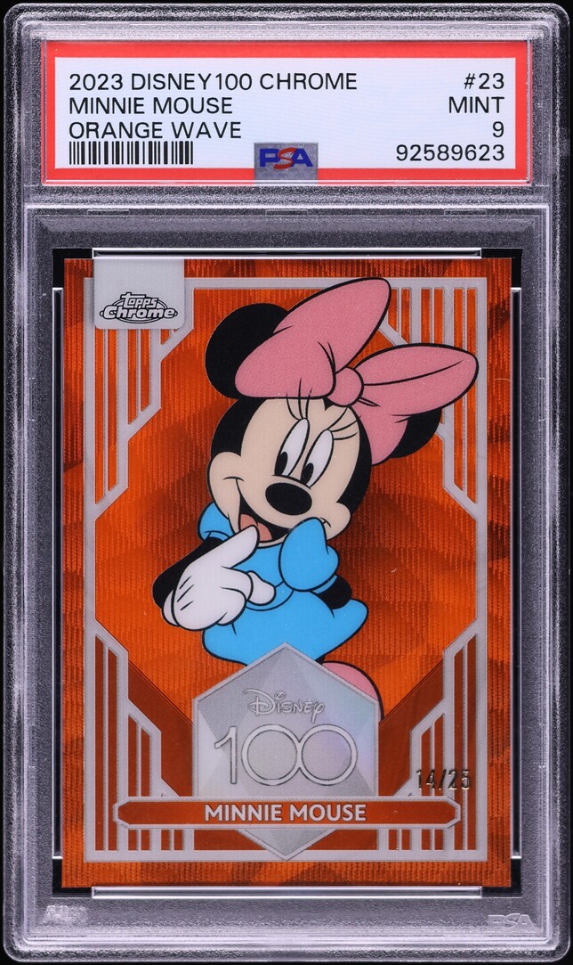 2023 Topps Chrome Disney100 Orange Wave Minnie Mouse /25 #23 PSA 9
