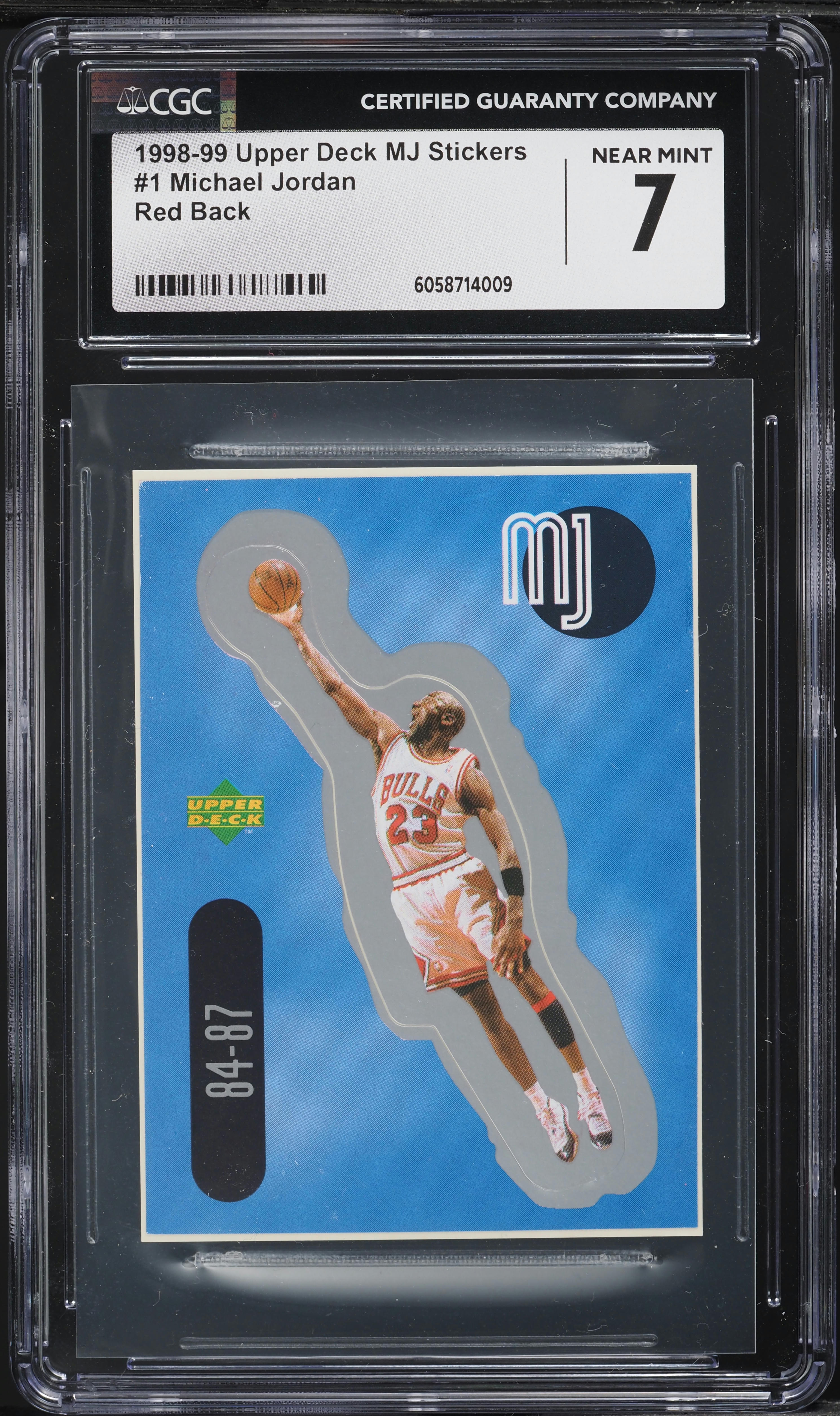 1998 Upper Deck MJ Stickers Red Back Michael Jordan #1 CGC 7 NRMT