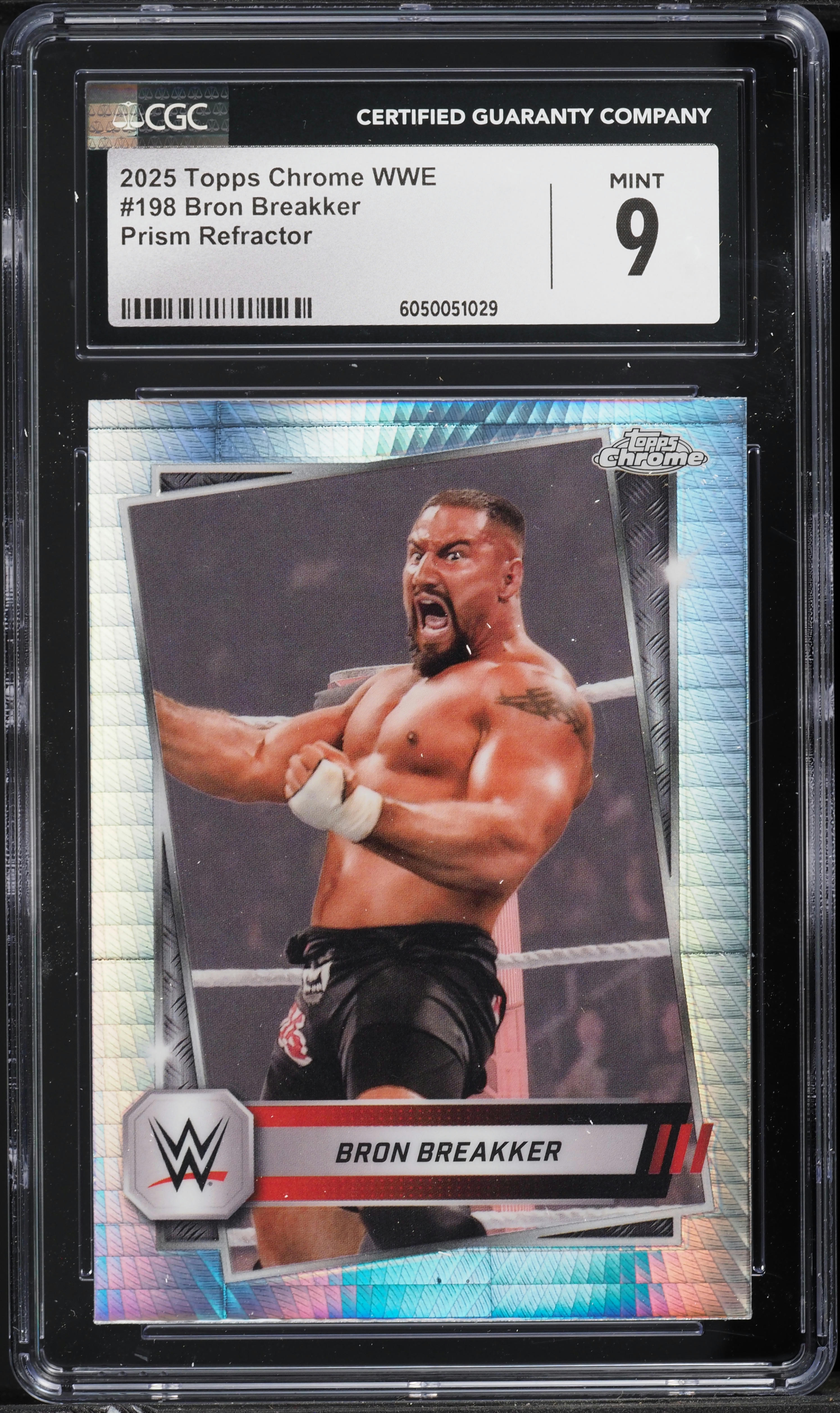2025 Topps Chrome WWE Prism Refractor Bron Breakker #198 CGC 9