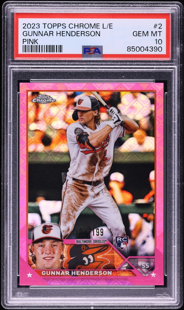 2023 Topps Chrome Logofractor Pink Refractor Gunnar Henderson RC /199 #2 PSA 10