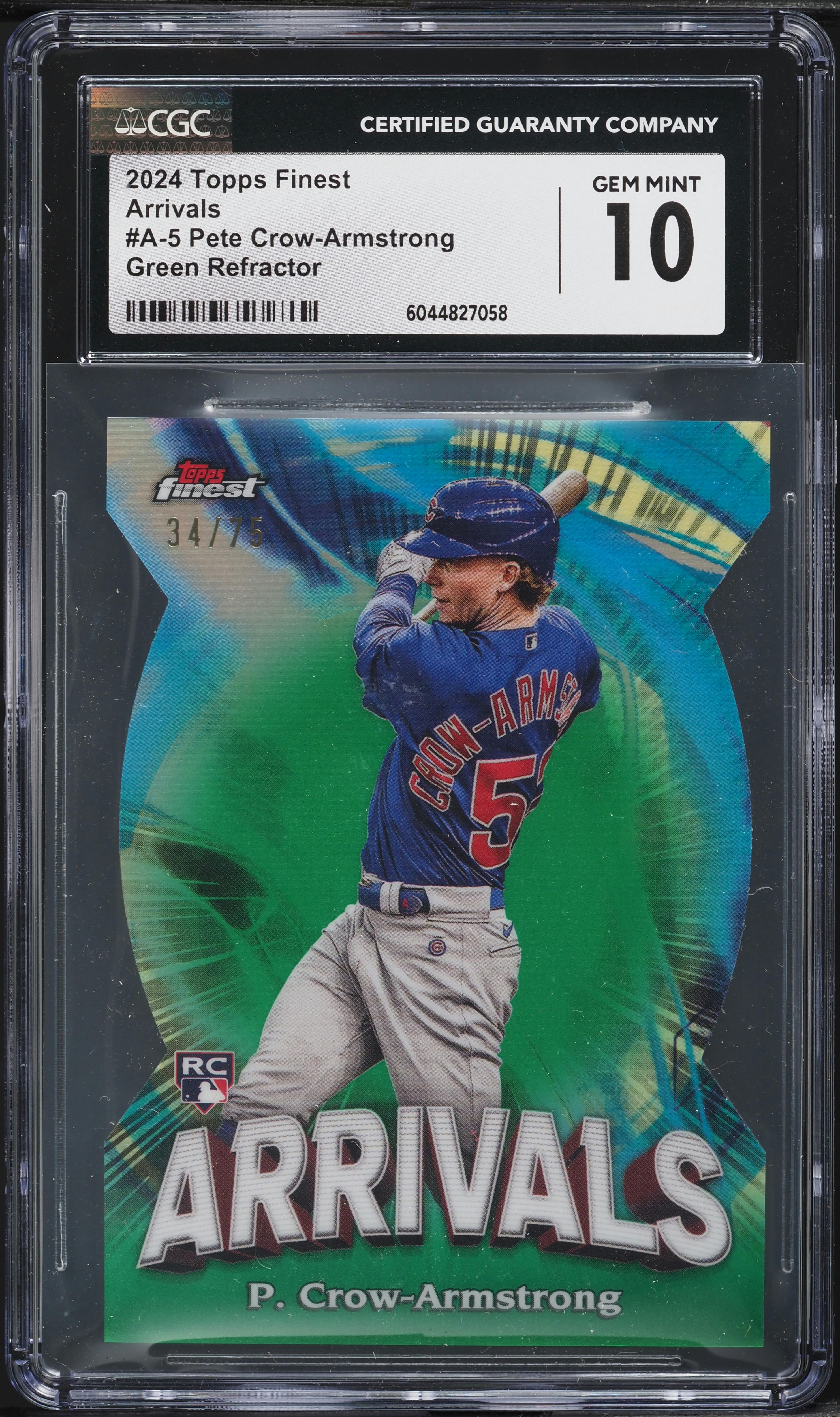 2024 Finest Arrivals Green Refractor Pete Crow-Armstrong ROOKIE 