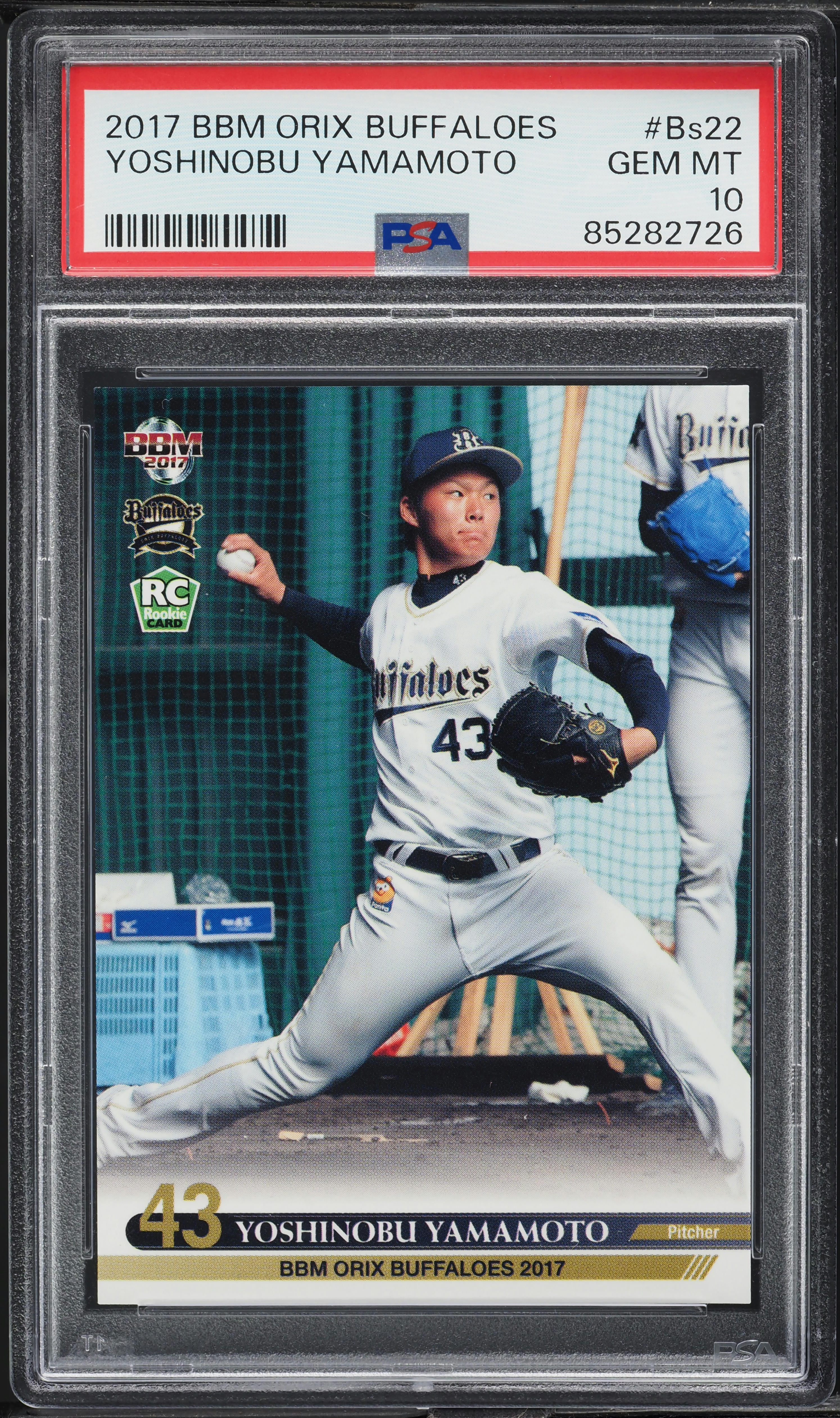 2017 BBM Orix Buffaloes Yoshinobu Yamamoto ROOKIE #BS22 PSA 10 GEM