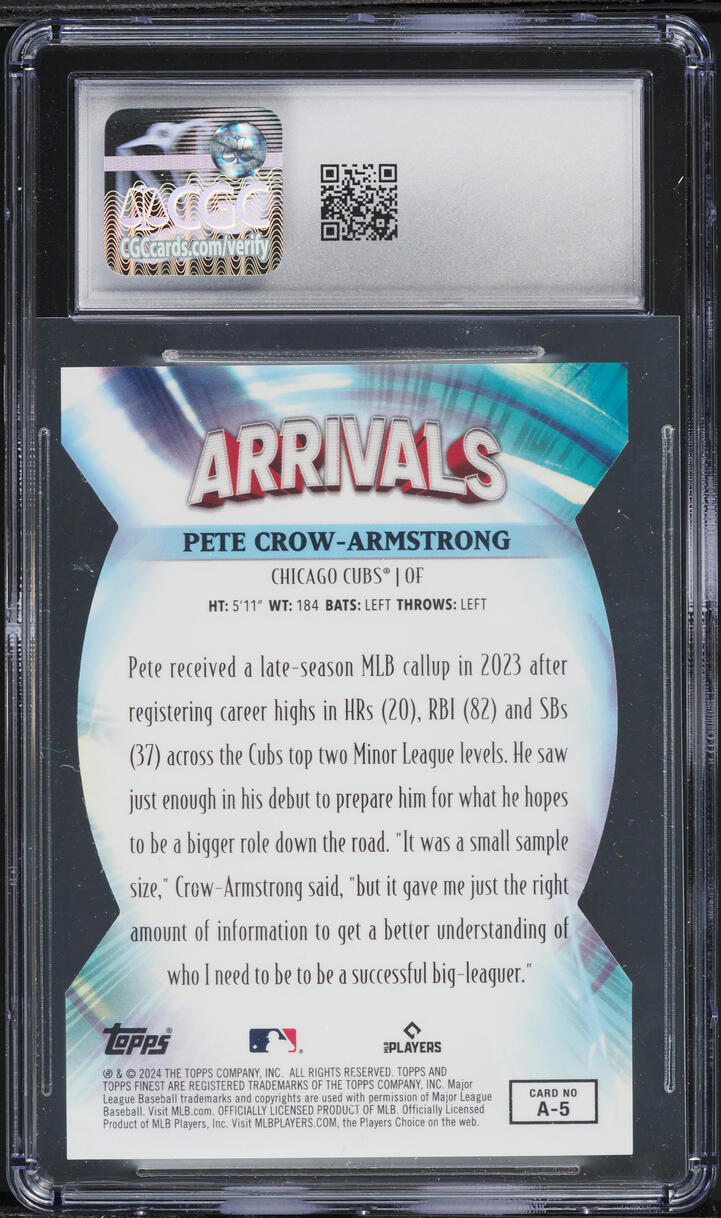 2024 Finest Arrivals Green Refractor Pete Crow-Armstrong ROOKIE /75 #A-5 CGC 10