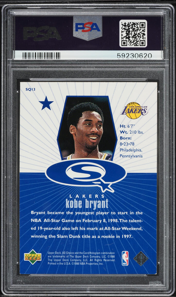 1998 Upper Deck Choice Starquest Blue Kobe Bryant #SQ13 PSA 7 NRMT