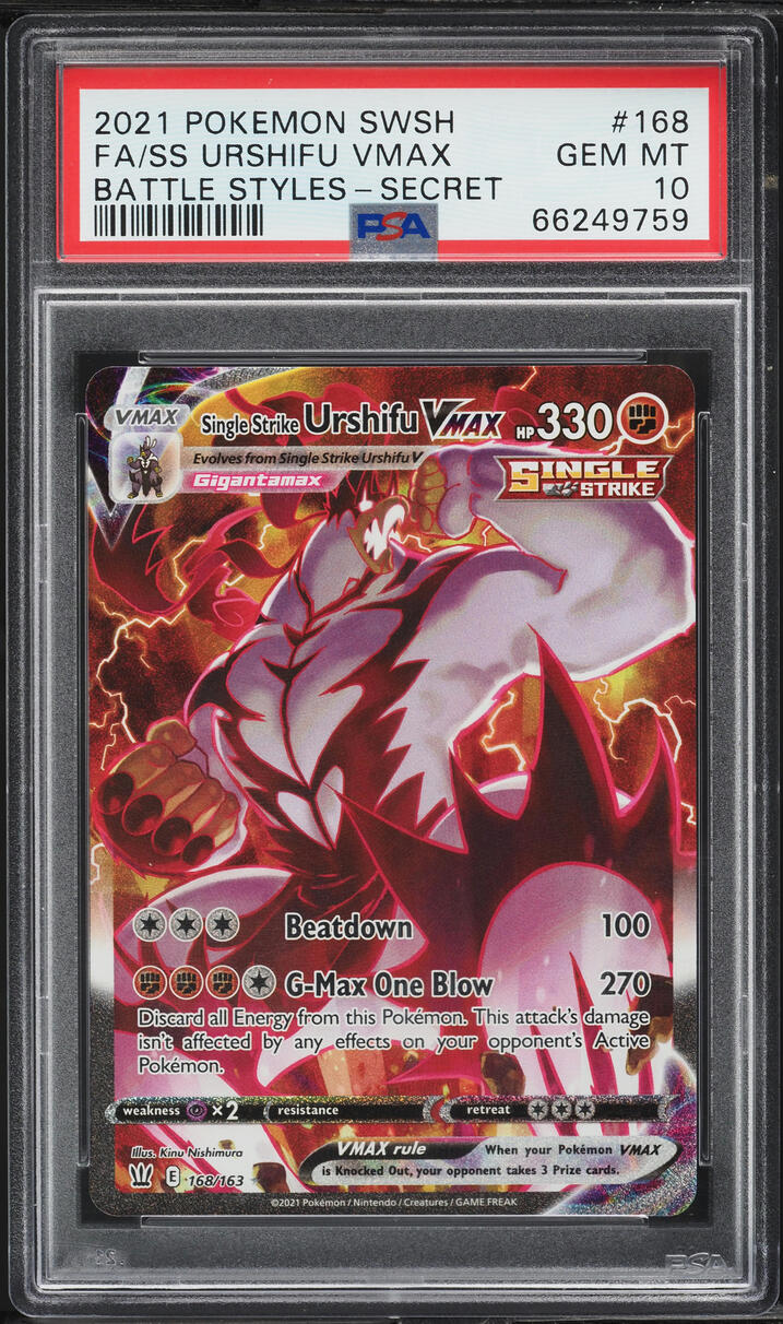 2021 Pokemon SWSH Battle Styles Single Strike Urshifu VMAX #168 PSA 10 GEM MINT