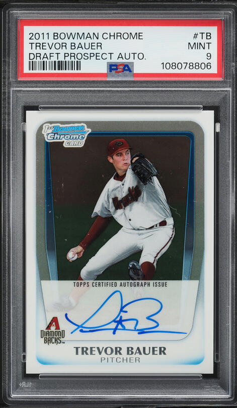2011 Bowman Chrome Draft Trevor Bauer PROSPECT AUTO #BCAP-TB PSA 9
