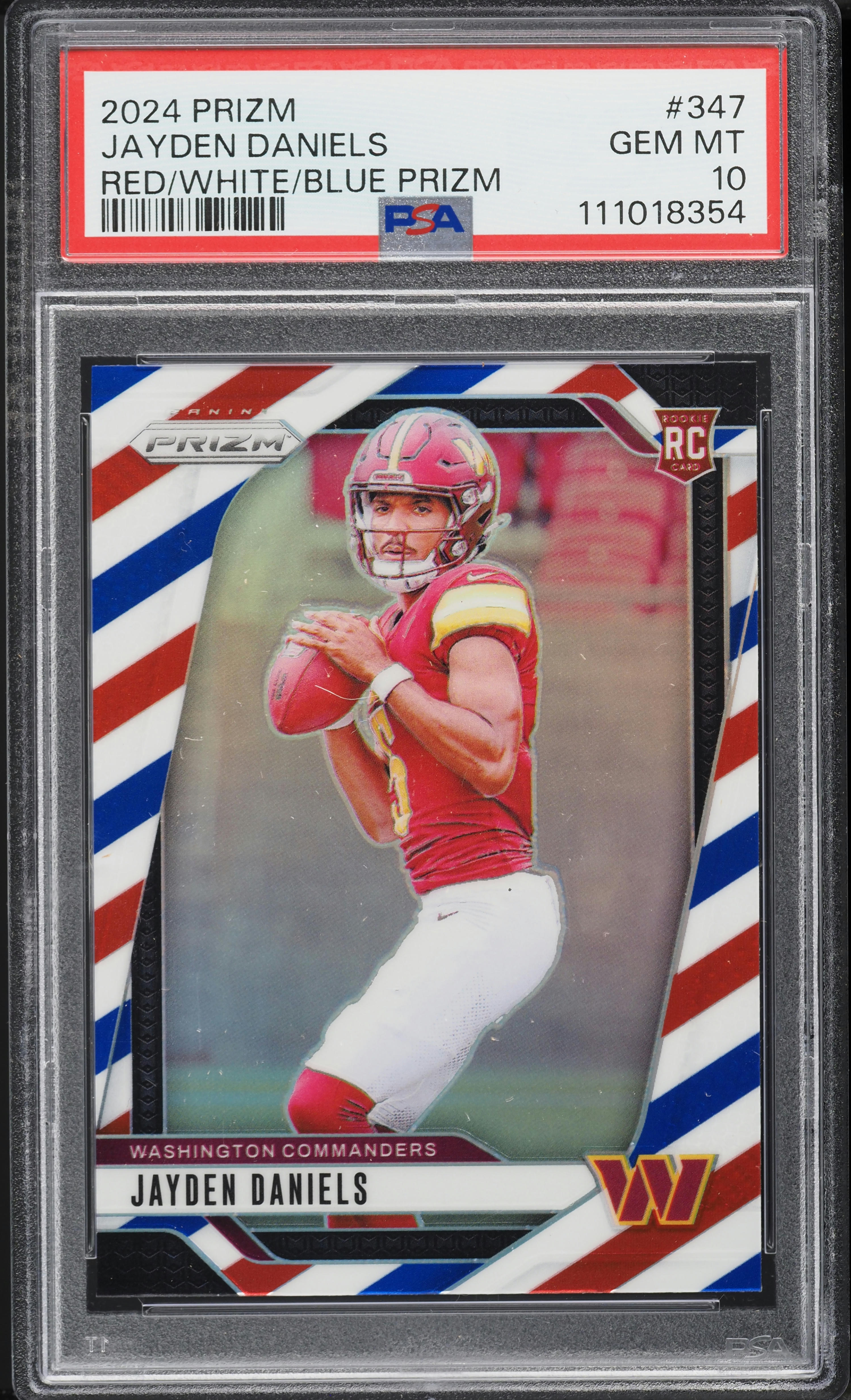 2024 Prizm Red White Blue Prizm Jayden Daniels ROOKIE #347 PSA 10