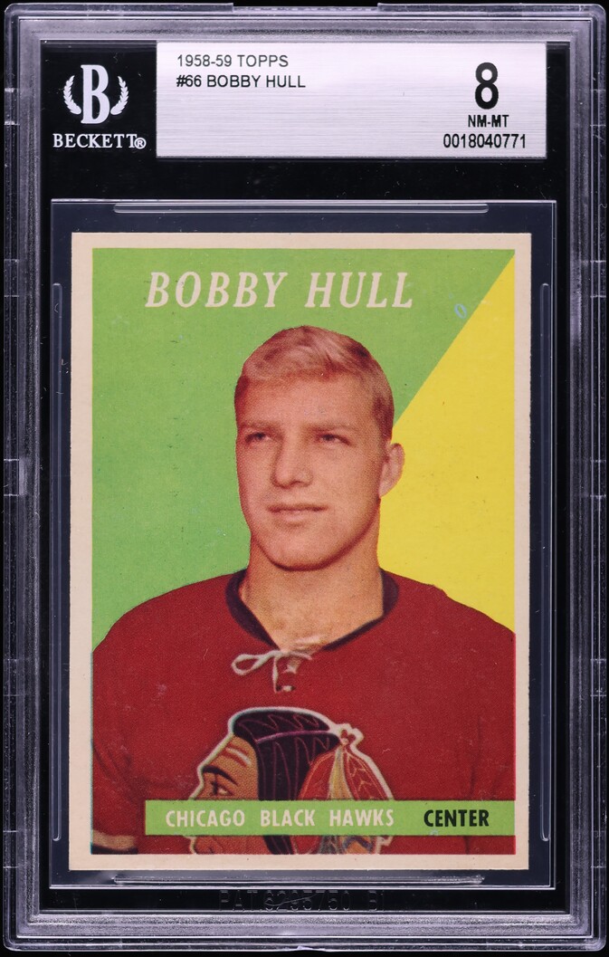 1958 Topps Hockey Bobby Hull ROOKIE #66 BGS 8 NM-MT