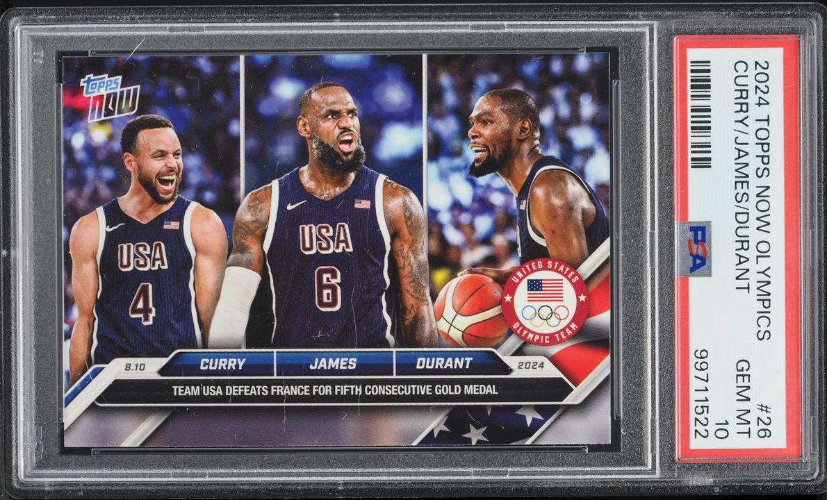 2024 Topps Now Olympics Blue Variant Stephen Curry LeBron James Kevin Durant #26 PSA 10 GEM